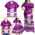 Palau Christmas Family Matching Off Shoulder Maxi Dress and Hawaiian Shirt Snowman Hugs Palau Coat of Arms Maori Pattern Pink Style LT03 - Polynesian Pride