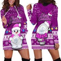 Palau Christmas Hoodie Dress Snowman Hugs Palau Coat of Arms Maori Pattern Pink Style LT03 - Polynesian Pride