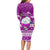 Palau Christmas Long Sleeve Bodycon Dress Snowman Hugs Palau Coat of Arms Maori Pattern Pink Style LT03 - Polynesian Pride