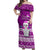 Palau Christmas Off Shoulder Maxi Dress Snowman Hugs Palau Coat of Arms Maori Pattern Pink Style LT03 Women Pink - Polynesian Pride