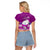 Palau Christmas Raglan Cropped T Shirt Snowman Hugs Palau Coat of Arms Maori Pattern Pink Style LT03 - Polynesian Pride