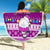 Personalised Palau Christmas Beach Blanket Snowman Hugs Palau Coat of Arms Maori Pattern Pink Style LT03 - Wonder Print Shop