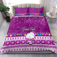 Personalised Palau Christmas Bedding Set Snowman Hugs Palau Coat of Arms Maori Pattern Pink Style LT03 - Polynesian Pride