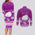 Personalised Palau Christmas Couples Matching Long Sleeve Bodycon Dress and Long Sleeve Button Shirt Snowman Hugs Palau Coat of Arms Maori Pattern Pink Style LT03 - Polynesian Pride