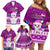 Personalised Palau Christmas Family Matching Off Shoulder Short Dress and Hawaiian Shirt Snowman Hugs Palau Coat of Arms Maori Pattern Pink Style LT03 - Polynesian Pride