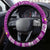 Personalised Palau Christmas Steering Wheel Cover Snowman Hugs Palau Coat of Arms Maori Pattern Pink Style