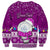 Personalised Palau Christmas Sweatshirt Snowman Hugs Palau Coat of Arms Maori Pattern Pink Style LT03 - Polynesian Pride