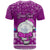 Personalised Palau Christmas T Shirt Snowman Hugs Palau Coat of Arms Maori Pattern Pink Style LT03 - Polynesian Pride