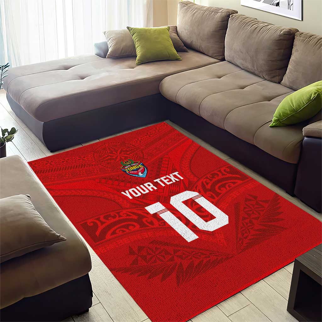 Custom Mate Ma'a Tonga Rugby Area Rug Ngatu Tribal Motifs Sporty Style - Polynesian Pride