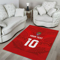 Custom Mate Ma'a Tonga Rugby Area Rug Ngatu Tribal Motifs Sporty Style - Polynesian Pride