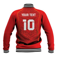 Custom Mate Ma'a Tonga Rugby Baseball Jacket Ngatu Tribal Motifs Sporty Style - Polynesian Pride