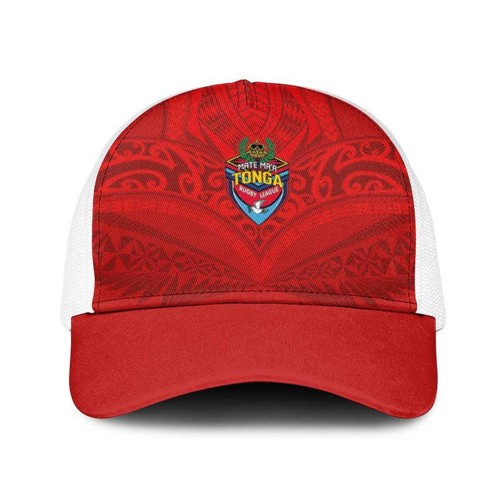 Mate Ma'a Tonga Rugby Baseball Net Cap Ngatu Tribal Motifs Sporty Style - Polynesian Pride