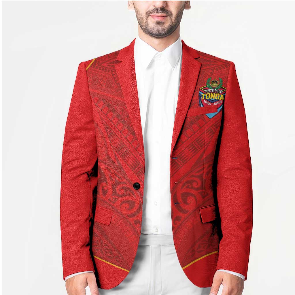 Custom Mate Ma'a Tonga Rugby Blazer Ngatu Tribal Motifs Sporty Style - Polynesian Pride