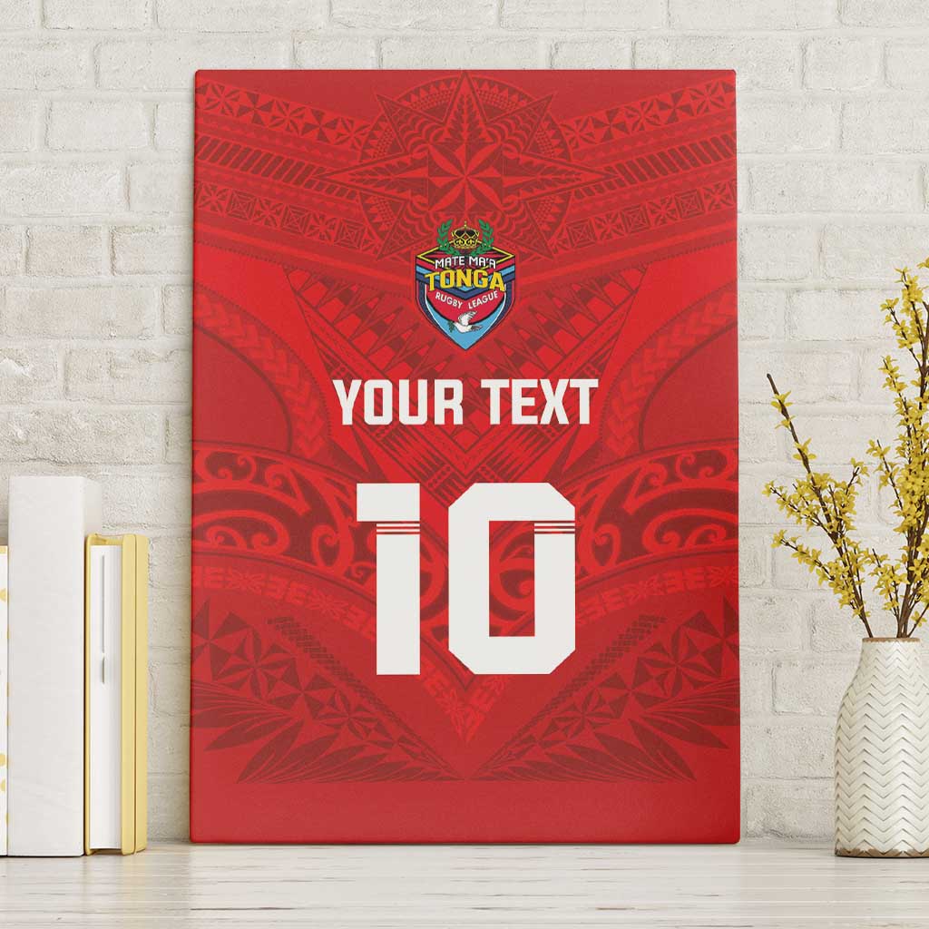 Custom Mate Ma'a Tonga Rugby Canvas Wall Art Ngatu Tribal Motifs Sporty Style - Polynesian Pride