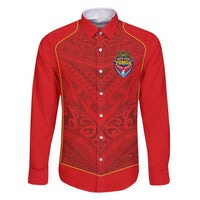 Custom Mate Ma'a Tonga Rugby Family Matching Off Shoulder Short Dress and Hawaiian Shirt Ngatu Tribal Motifs Sporty Style - Polynesian Pride