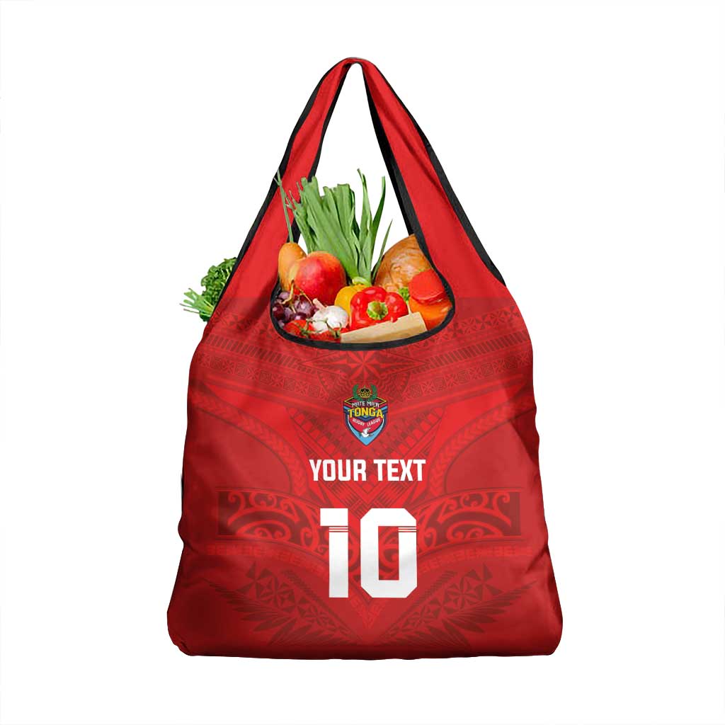 Custom Mate Ma'a Tonga Rugby Grocery Bag Ngatu Tribal Motifs Sporty Style - Polynesian Pride