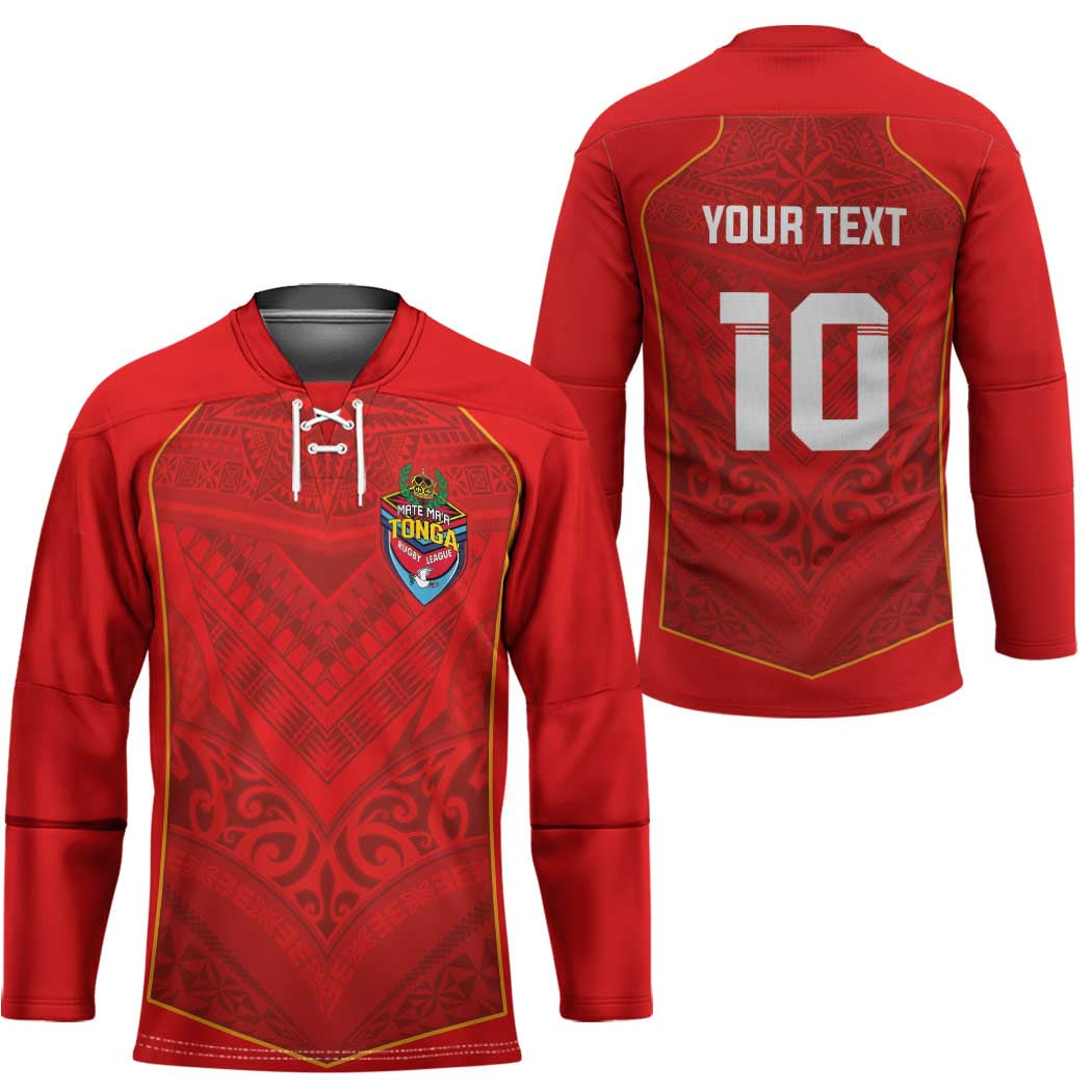 Custom Mate Ma'a Tonga Rugby Hockey Jersey Ngatu Tribal Motifs Sporty Style - Polynesian Pride
