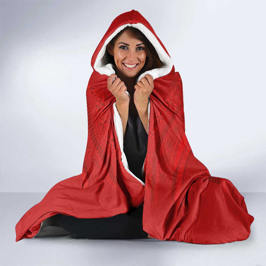 Custom Mate Ma'a Tonga Rugby Hooded Blanket Ngatu Tribal Motifs Sporty Style - Polynesian Pride