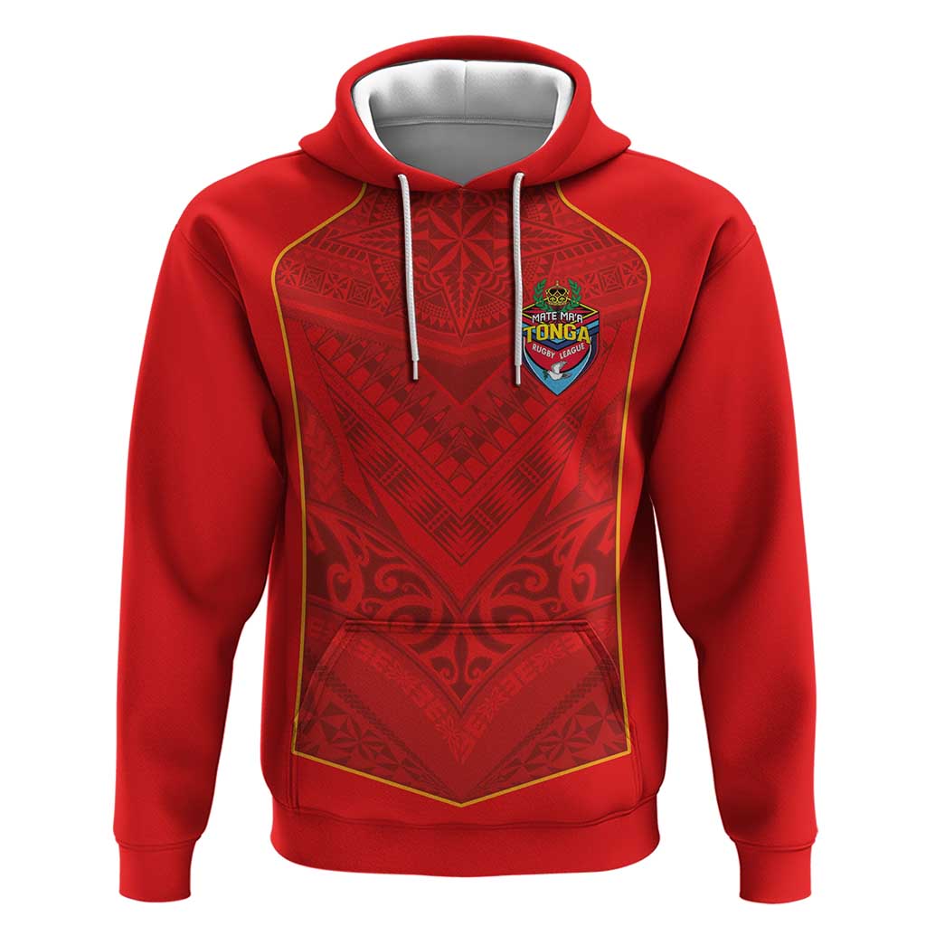 Custom Mate Ma'a Tonga Rugby Hoodie Ngatu Tribal Motifs Sporty Style - Polynesian Pride