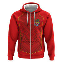 Custom Mate Ma'a Tonga Rugby Hoodie Ngatu Tribal Motifs Sporty Style - Polynesian Pride