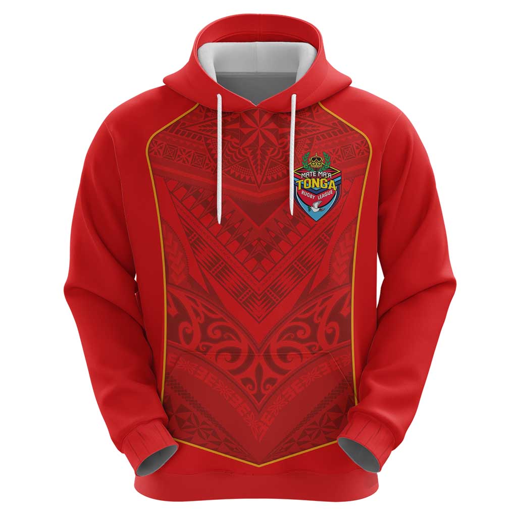Custom Mate Ma'a Tonga Rugby Hoodie Ngatu Tribal Motifs Sporty Style - Polynesian Pride