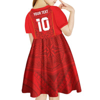 Custom Mate Ma'a Tonga Rugby Kid Short Sleeve Dress Ngatu Tribal Motifs Sporty Style - Polynesian Pride