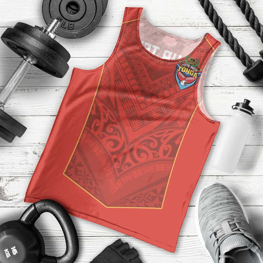 Custom Mate Ma'a Tonga Rugby Men Tank Top Ngatu Tribal Motifs Sporty Style - Polynesian Pride