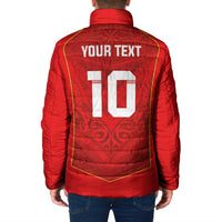 Custom Mate Ma'a Tonga Rugby Padded Jacket Ngatu Tribal Motifs Sporty Style - Polynesian Pride