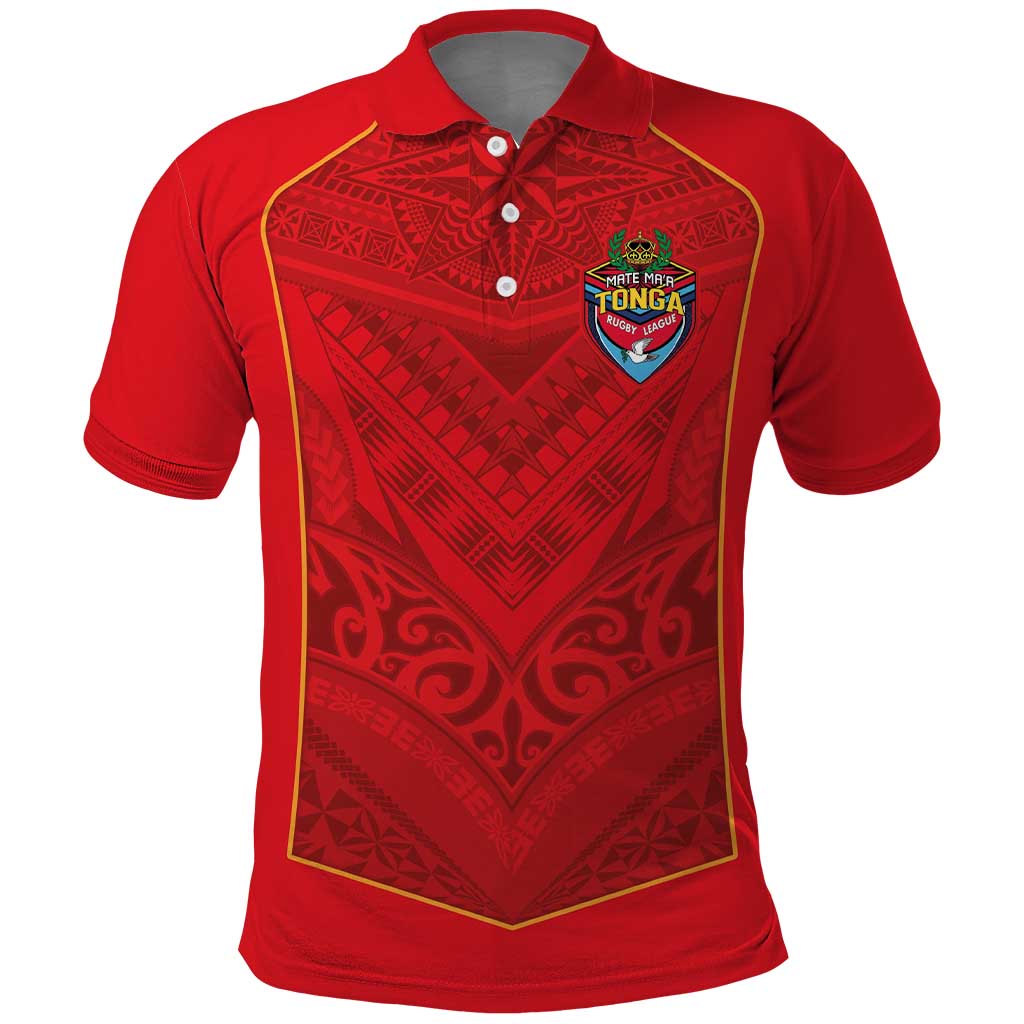 Custom Mate Ma'a Tonga Rugby Polo Shirt Ngatu Tribal Motifs Sporty Style - Polynesian Pride