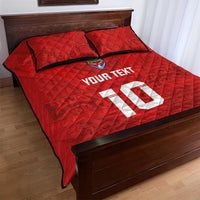 Custom Mate Ma'a Tonga Rugby Quilt Bed Set Ngatu Tribal Motifs Sporty Style - Polynesian Pride