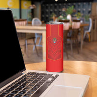 Custom Mate Ma'a Tonga Rugby Skinny Tumbler Ngatu Tribal Motifs Sporty Style - Polynesian Pride