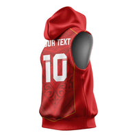 Custom Mate Ma'a Tonga Rugby Sleeveless Hoodie Ngatu Tribal Motifs Sporty Style - Polynesian Pride