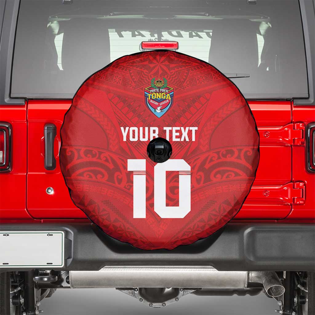 Custom Mate Ma'a Tonga Rugby Spare Tire Cover Ngatu Tribal Motifs Sporty Style - Polynesian Pride