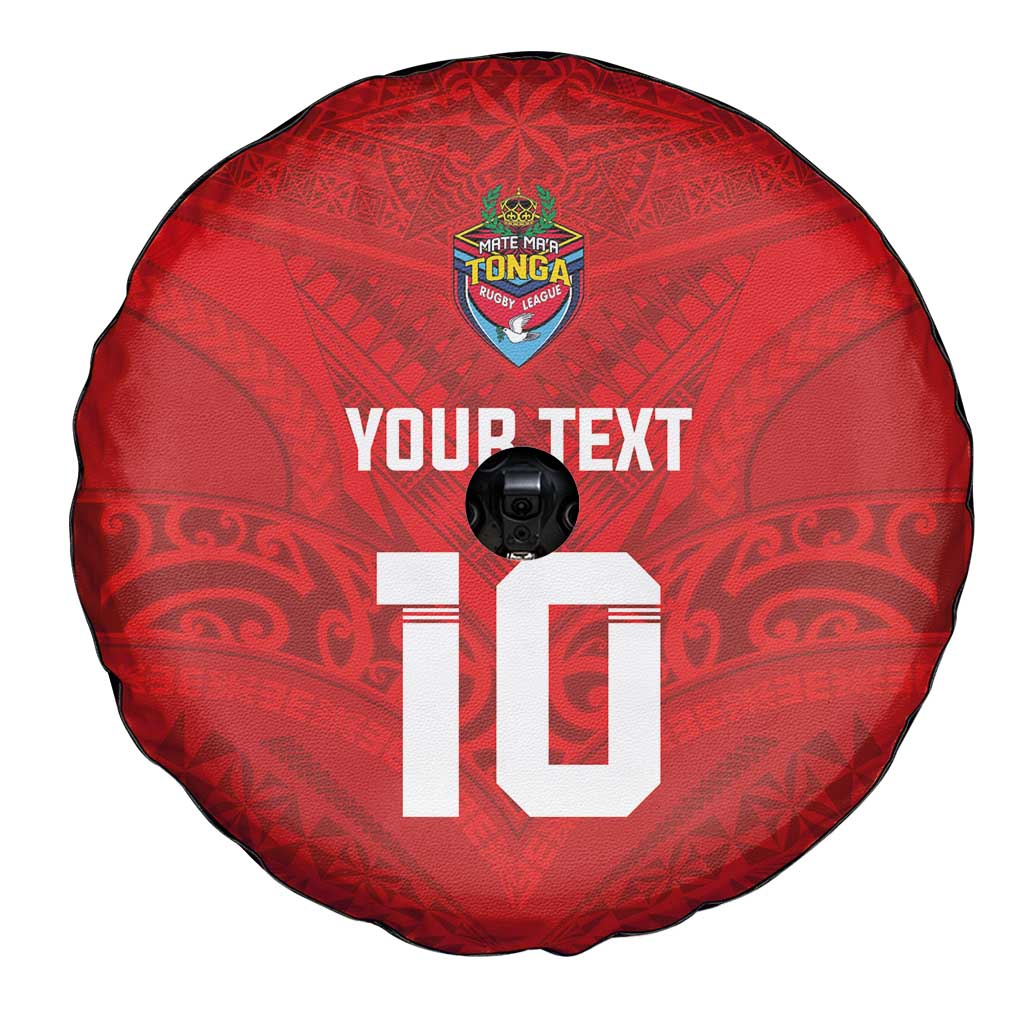 Custom Mate Ma'a Tonga Rugby Spare Tire Cover Ngatu Tribal Motifs Sporty Style - Polynesian Pride