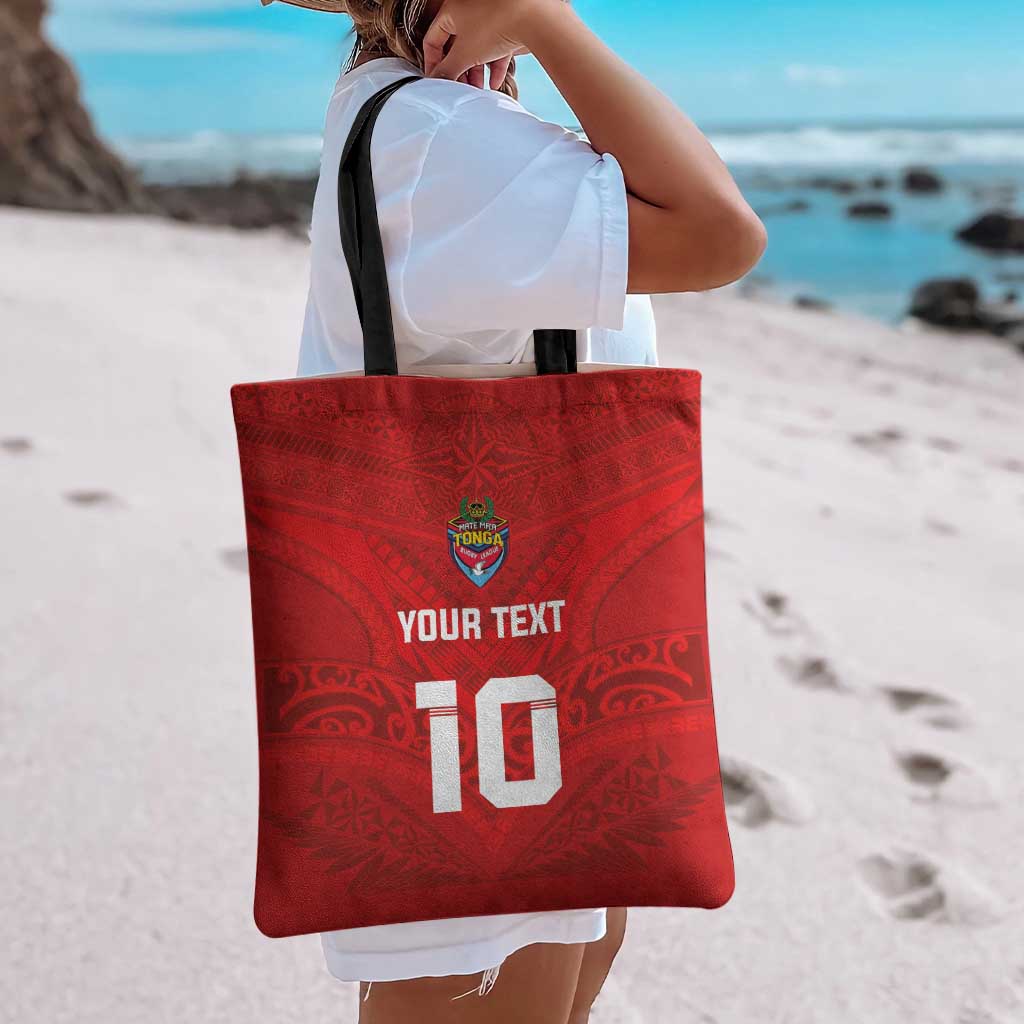 Custom Mate Ma'a Tonga Rugby Tote Bag Ngatu Tribal Motifs Sporty Style - Polynesian Pride
