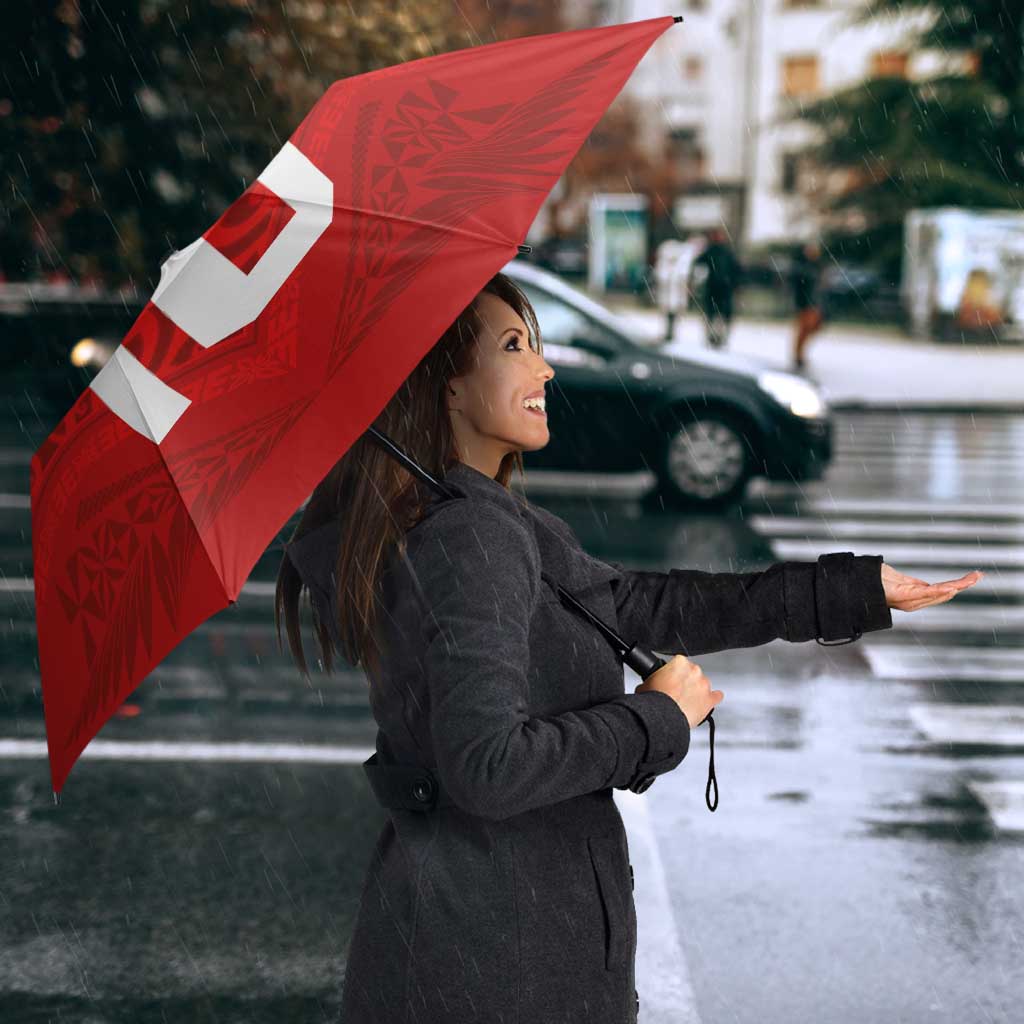 Custom Mate Ma'a Tonga Rugby Umbrella Ngatu Tribal Motifs Sporty Style - Polynesian Pride