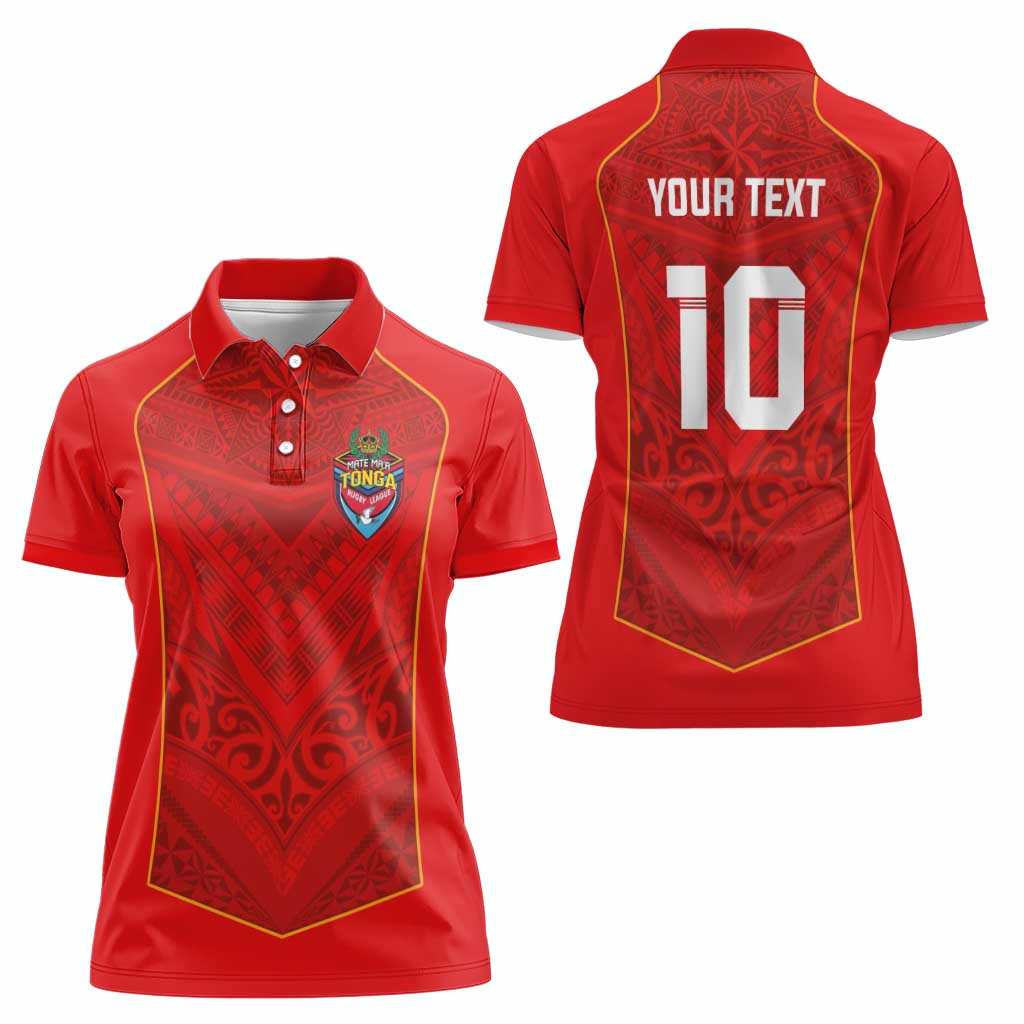 Custom Mate Ma'a Tonga Rugby Women Polo Shirt Ngatu Tribal Motifs Sporty Style - Polynesian Pride