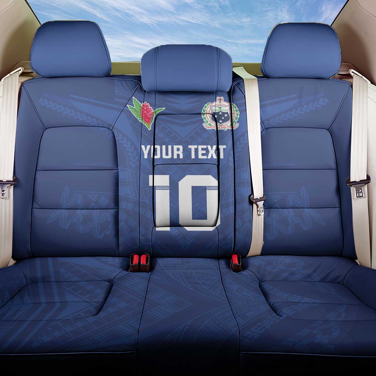 Custom Samoa Rugby Back Car Seat Cover Tatau Tribal Motifs Sporty Style - Polynesian Pride
