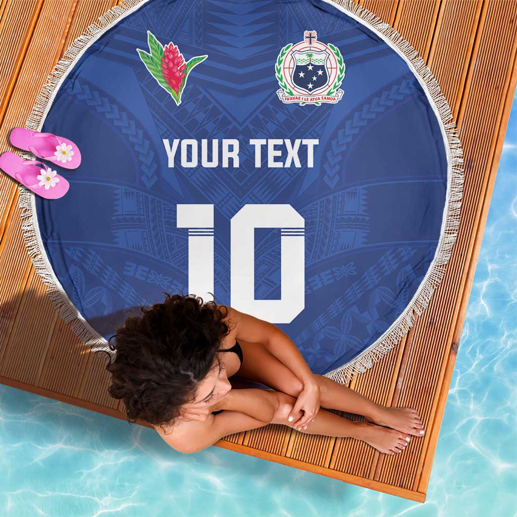 Custom Samoa Rugby Beach Blanket Tatau Tribal Motifs Sporty Style - Polynesian Pride