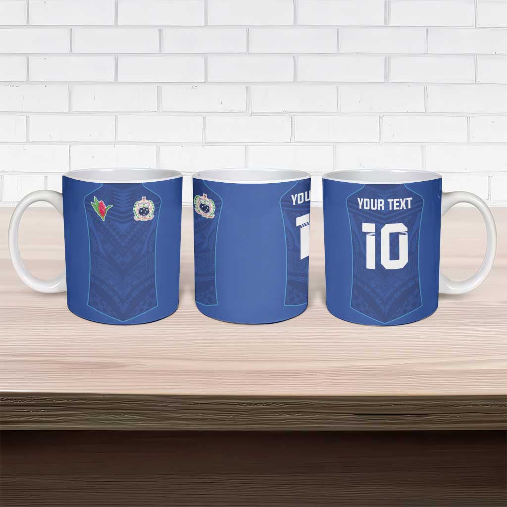 Custom Samoa Rugby Ceramic Mug Tatau Tribal Motifs Sporty Style - Polynesian Pride