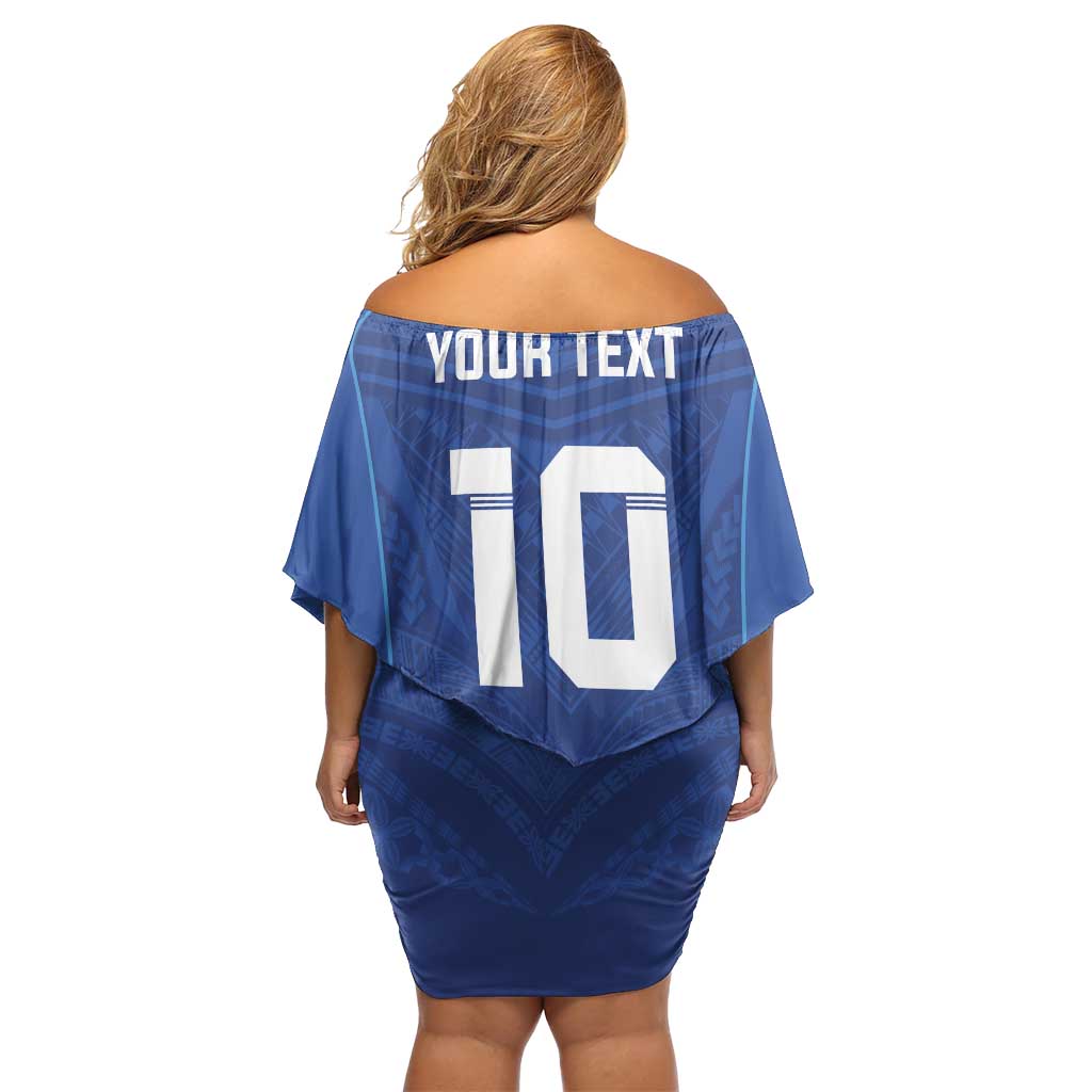 Custom Samoa Rugby Family Matching Off Shoulder Short Dress and Hawaiian Shirt Tatau Tribal Motifs Sporty Style - Polynesian Pride