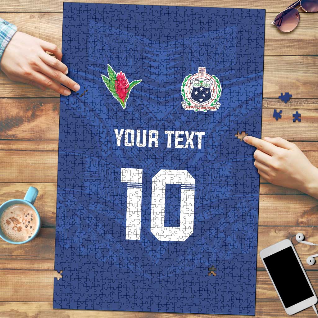 Custom Samoa Rugby Puzzle Tatau Tribal Motifs Sporty Style - Polynesian Pride