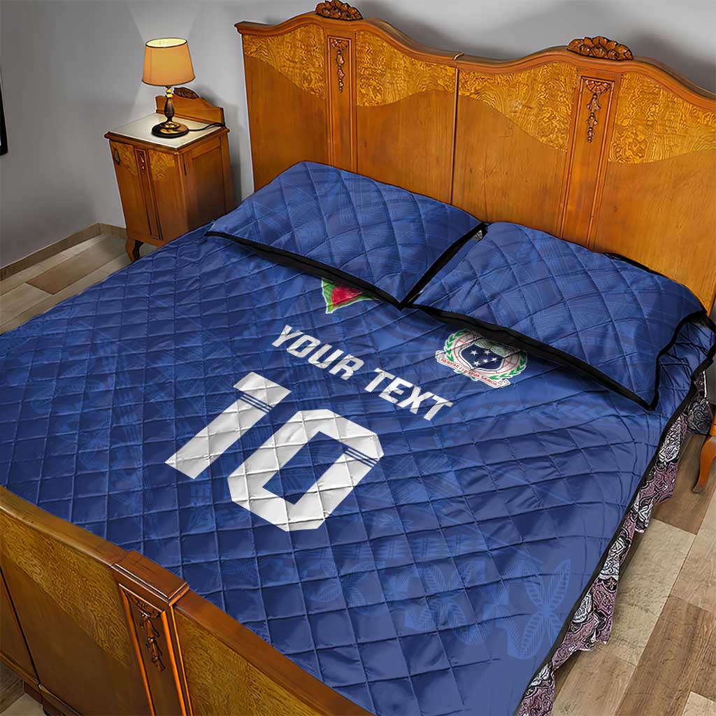 Custom Samoa Rugby Quilt Bed Set Tatau Tribal Motifs Sporty Style - Polynesian Pride