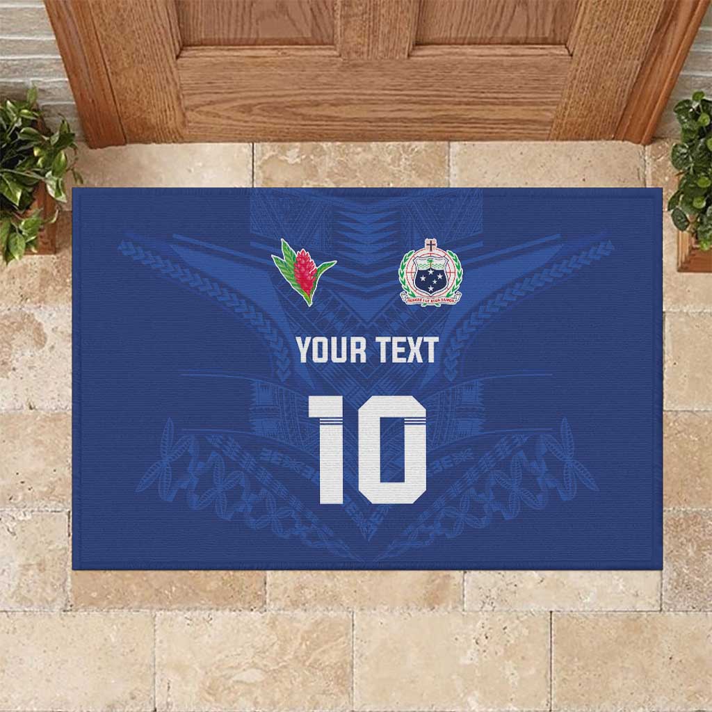 Custom Samoa Rugby Rubber Doormat Tatau Tribal Motifs Sporty Style - Polynesian Pride