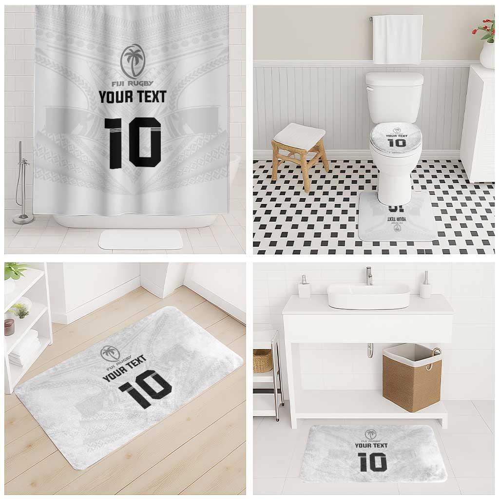 Custom Fiji Rugby Bathroom Set Tapa Tribal Motifs Sporty Style - Polynesian Pride