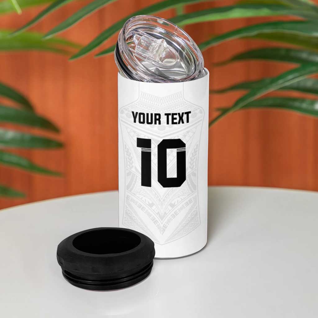 Custom Fiji Rugby 4 in 1 Can Cooler Tumbler Tapa Tribal Motifs Sporty Style - Polynesian Pride