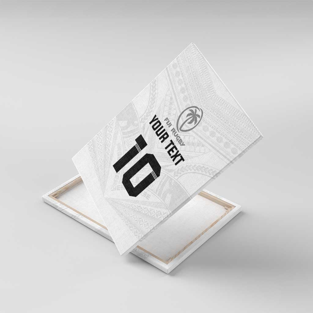 Custom Fiji Rugby Canvas Wall Art Tapa Tribal Motifs Sporty Style - Polynesian Pride