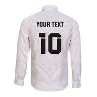 Custom Fiji Rugby Long Sleeve Button Shirt Tapa Tribal Motifs Sporty Style - Polynesian Pride