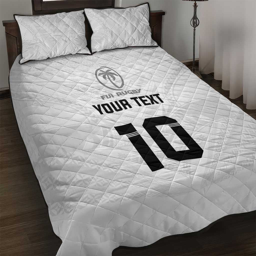 Custom Fiji Rugby Quilt Bed Set Tapa Tribal Motifs Sporty Style - Polynesian Pride