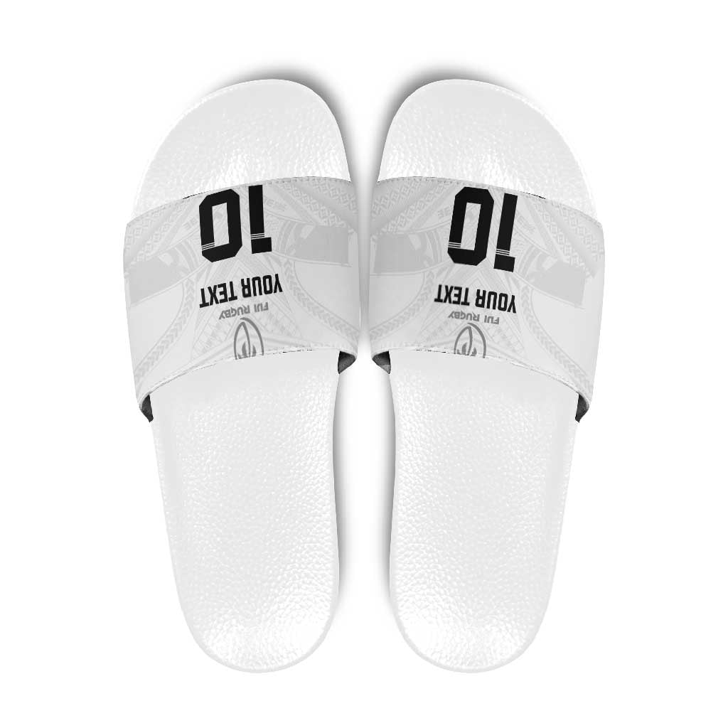 Custom Fiji Rugby Slide Sandals Tapa Tribal Motifs Sporty Style - Polynesian Pride